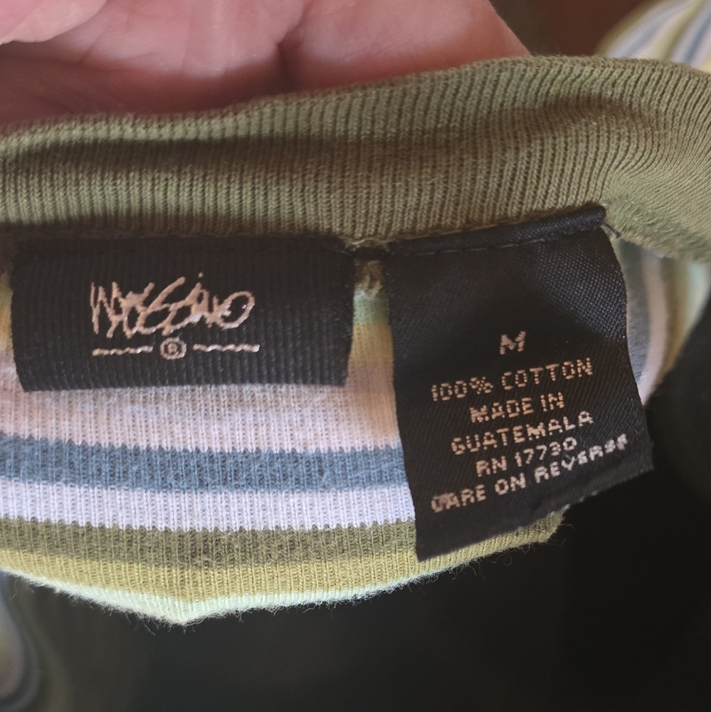 Mossimo Yellow Blue & Green Striped Tee SzM - Picture 5 of 5